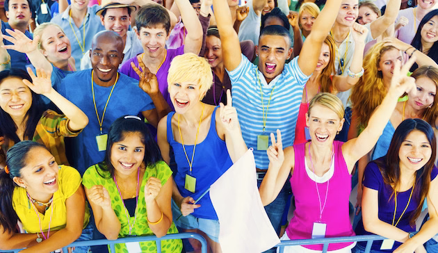 Crowd Learning Celebrating Casual Diverse Ethnic Concept